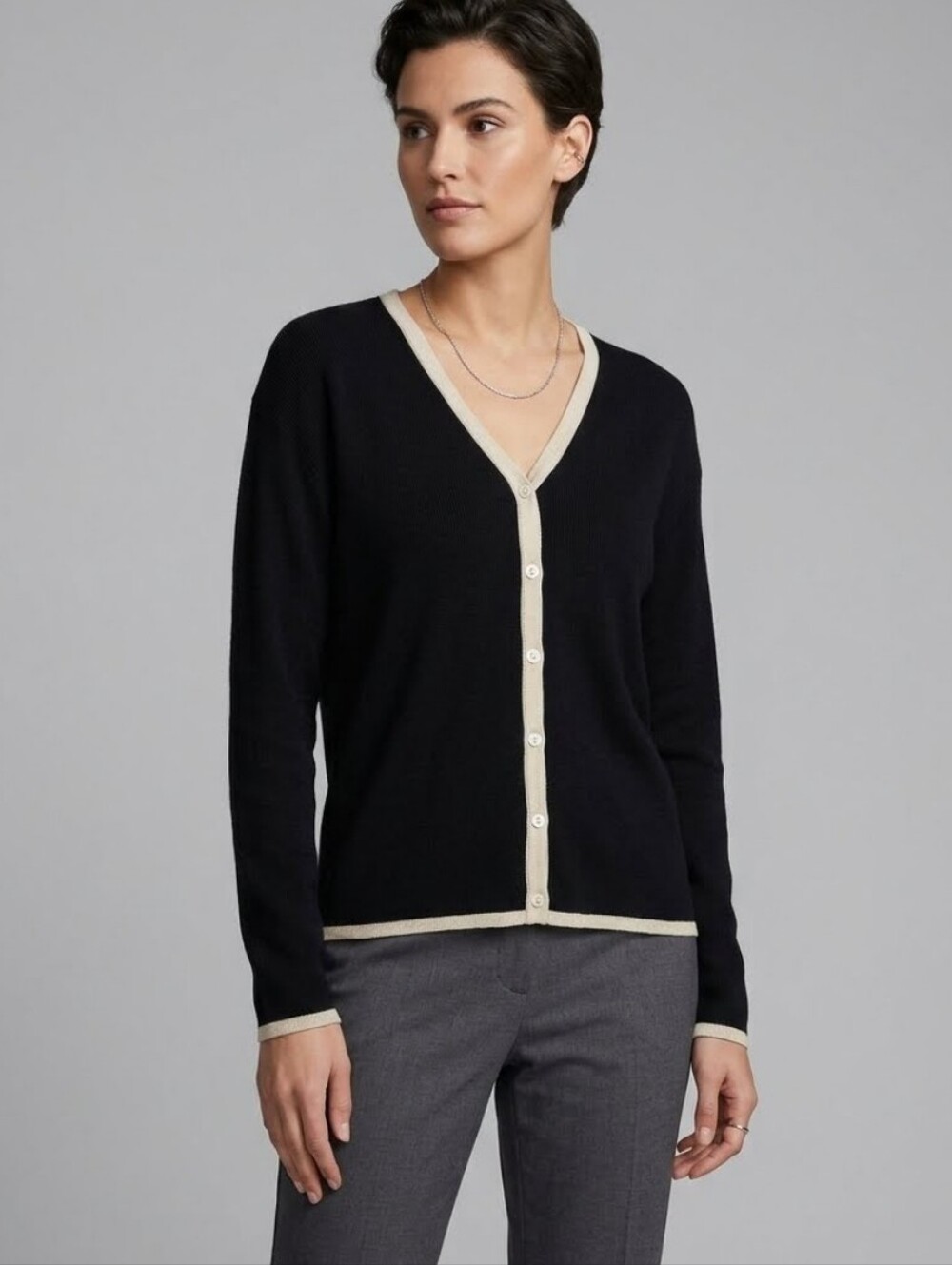 August Silk ribbed silk cardigan Sz M